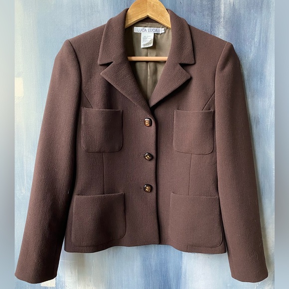 Luca Luca Jackets & Blazers - Vintage  EUC LUCA LUCA Chocolate Brown Blazer Size 40 Small